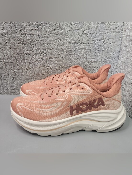 Hoka Shoes - Hoka One One Clifton 10 Women's US Size 8.5B Blush Rose Latte Athletic Sneakers.